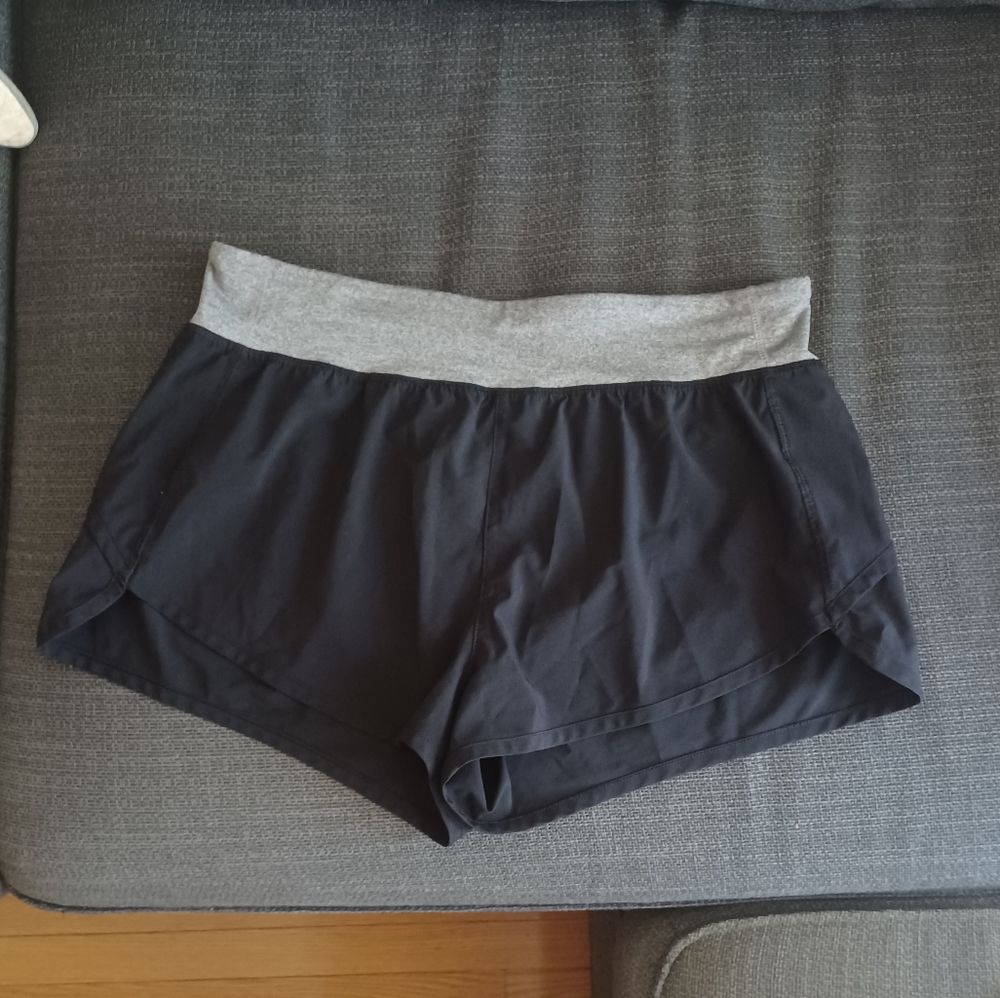 ⚡️SALE⚡️Forever 21 Black and Gray Dolphin Hem Workout Shorts with Liner